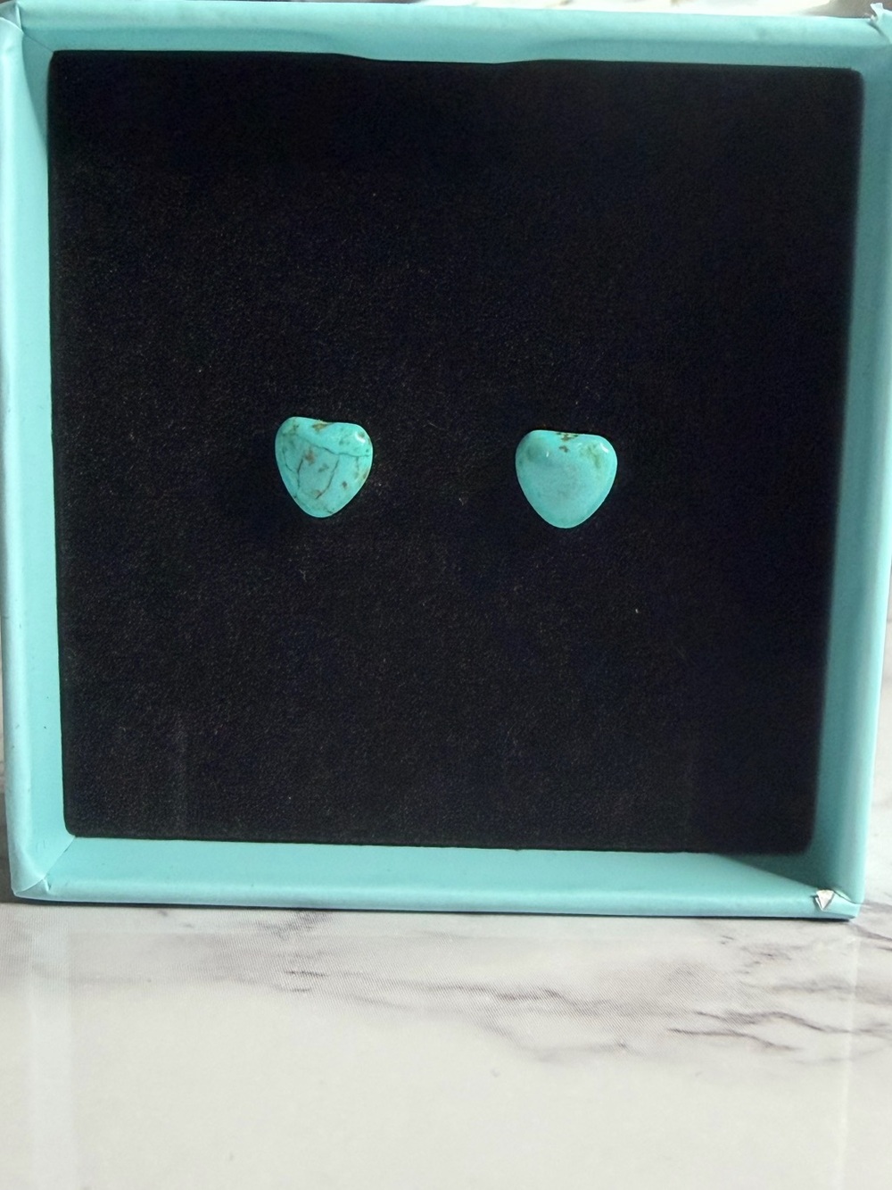 10k Gold Heart Turquoise Earrings